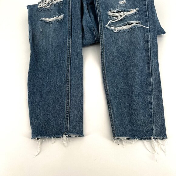 Free People 5 Button Fly Destroyed Jeans Skinny Cropped Size 24 Grunge Beach - Picture 6 of 10